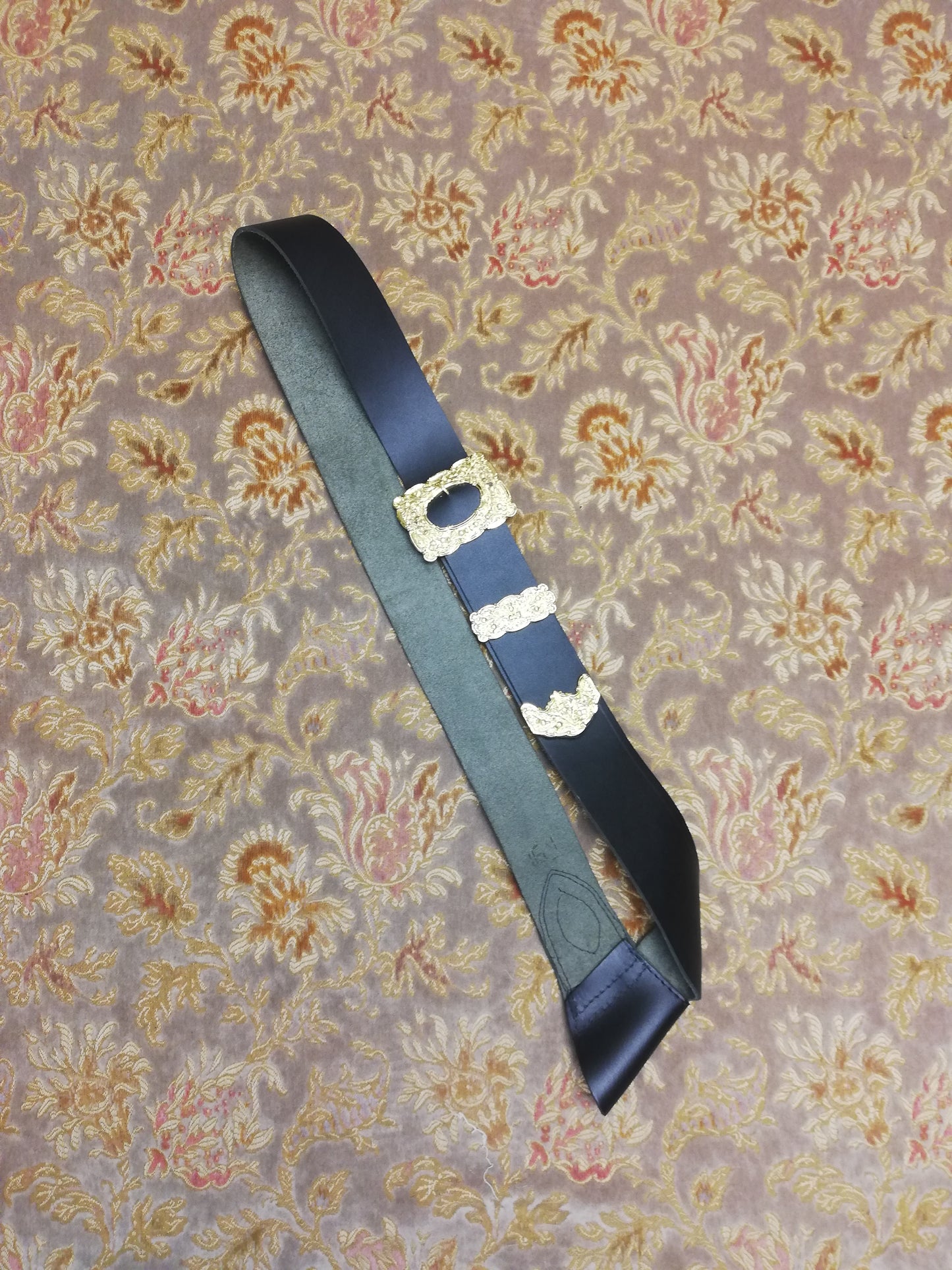 Black Kilt Belt w/ Gold Buckle Detail