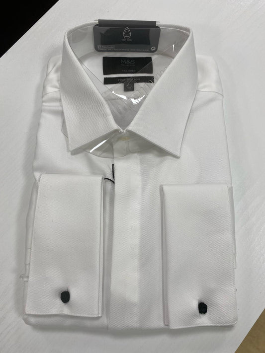 White Pure Cotton Tailored M&S Collection Shirt 17"