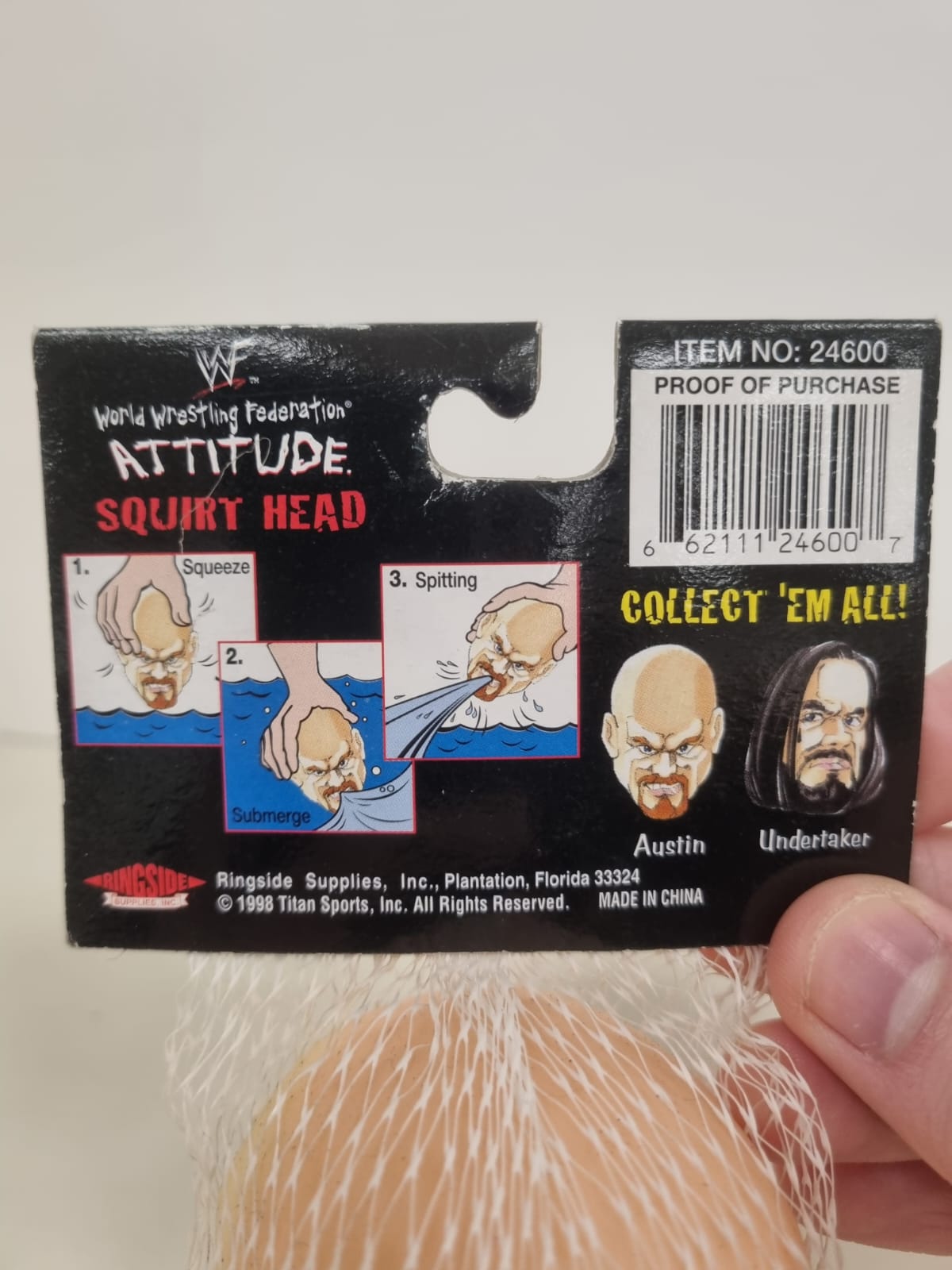 Vintage 1998 WWF Squirt Head Steve Austin New