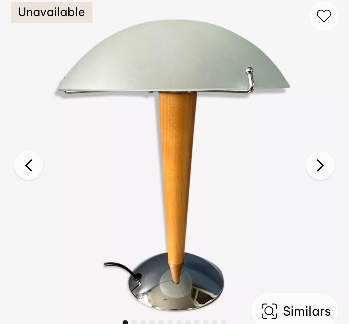 Mushroom Table Lamp Frosted Glass Beech Wood & Chrome Ikea Kvintol B9503
