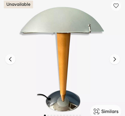 Mushroom Table Lamp Frosted Glass Beech Wood & Chrome Ikea Kvintol B9503