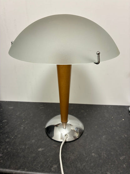 Mushroom Table Lamp Frosted Glass Beech Wood & Chrome Ikea Kvintol B9503