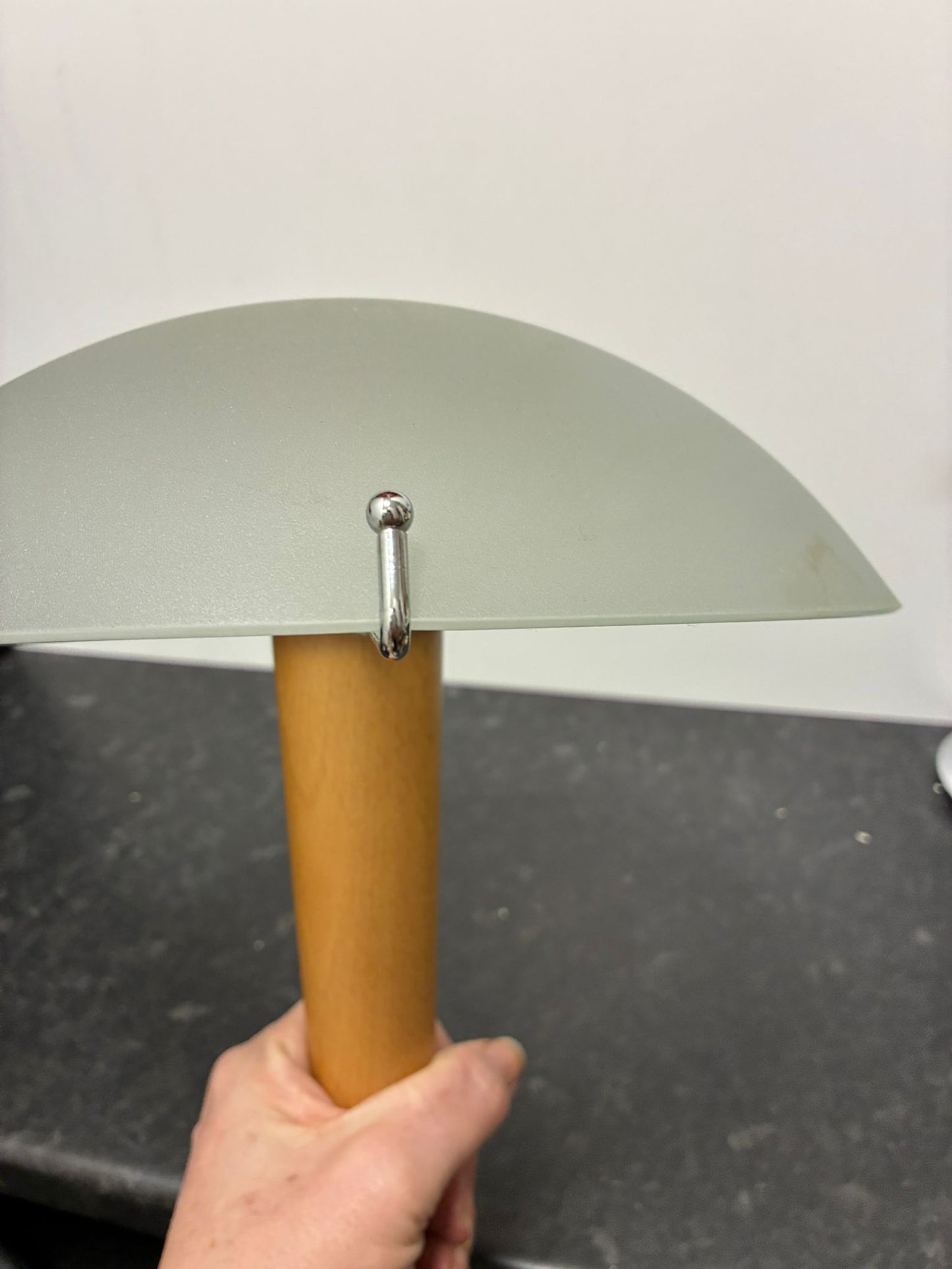 Mushroom Table Lamp Frosted Glass Beech Wood & Chrome Ikea Kvintol B9503