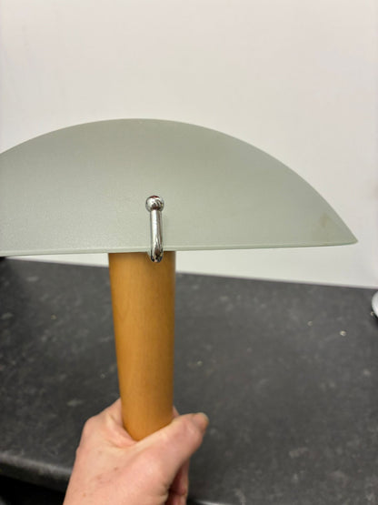 Mushroom Table Lamp Frosted Glass Beech Wood & Chrome Ikea Kvintol B9503