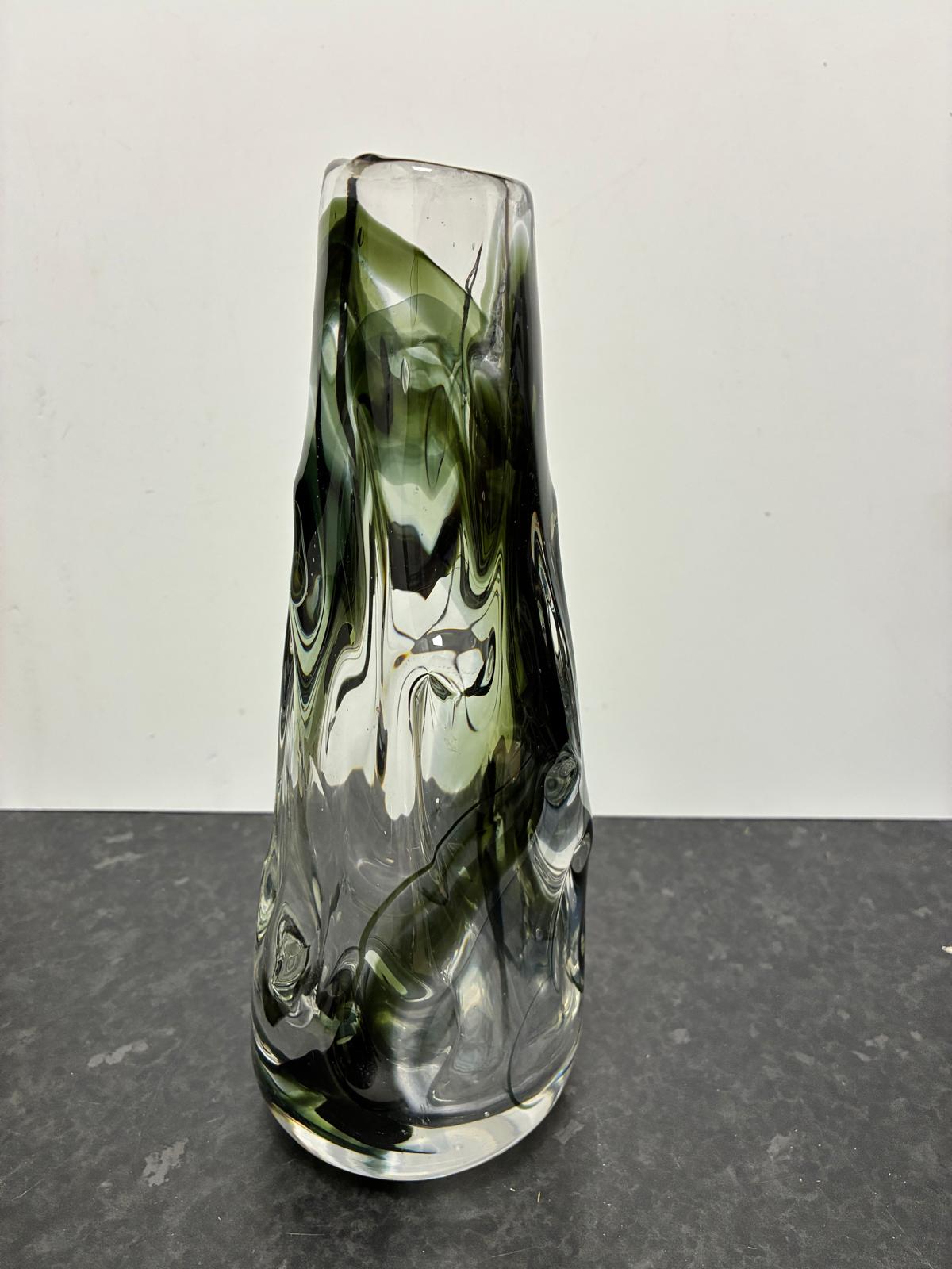 Whitefriars Knobbly Art Glass Vase Green