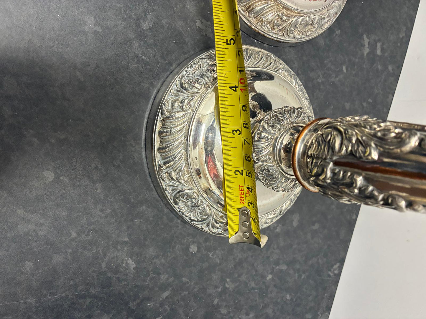 Pair Old Sheffield Plate Candlesticks 12 in Antique Georgian