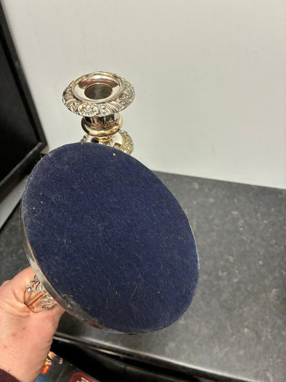 Pair Old Sheffield Plate Candlesticks 12 in Antique Georgian