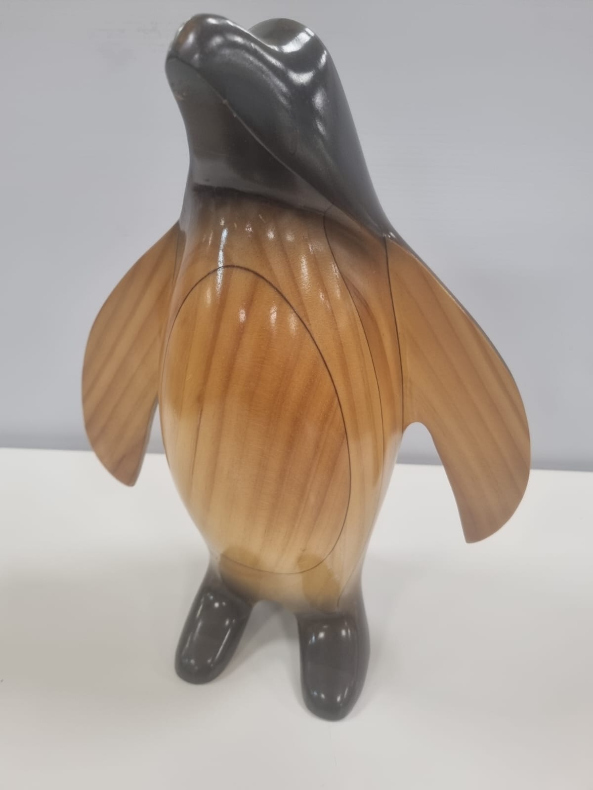 1970s Hand Carved Wooden Penguin Sculpture Vintage Bird Totem