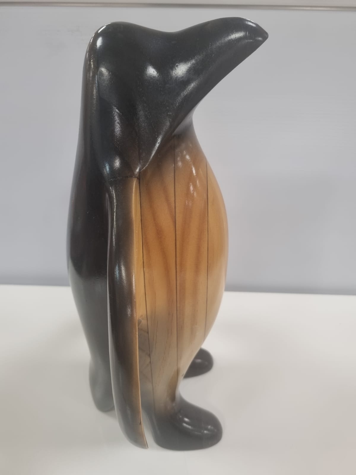 1970s Hand Carved Wooden Penguin Sculpture Vintage Bird Totem