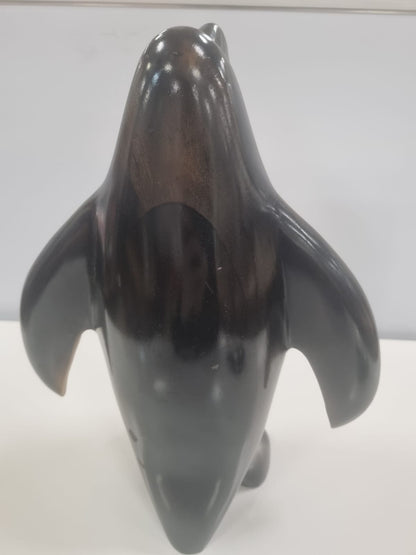 1970s Hand Carved Wooden Penguin Sculpture Vintage Bird Totem