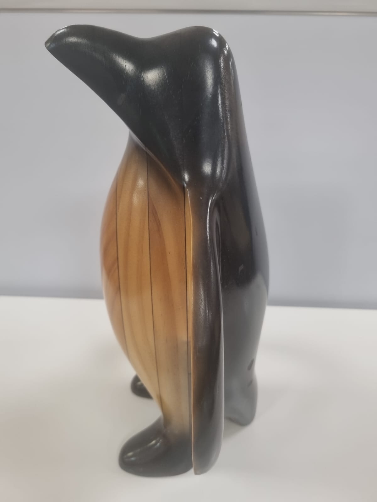 1970s Hand Carved Wooden Penguin Sculpture Vintage Bird Totem