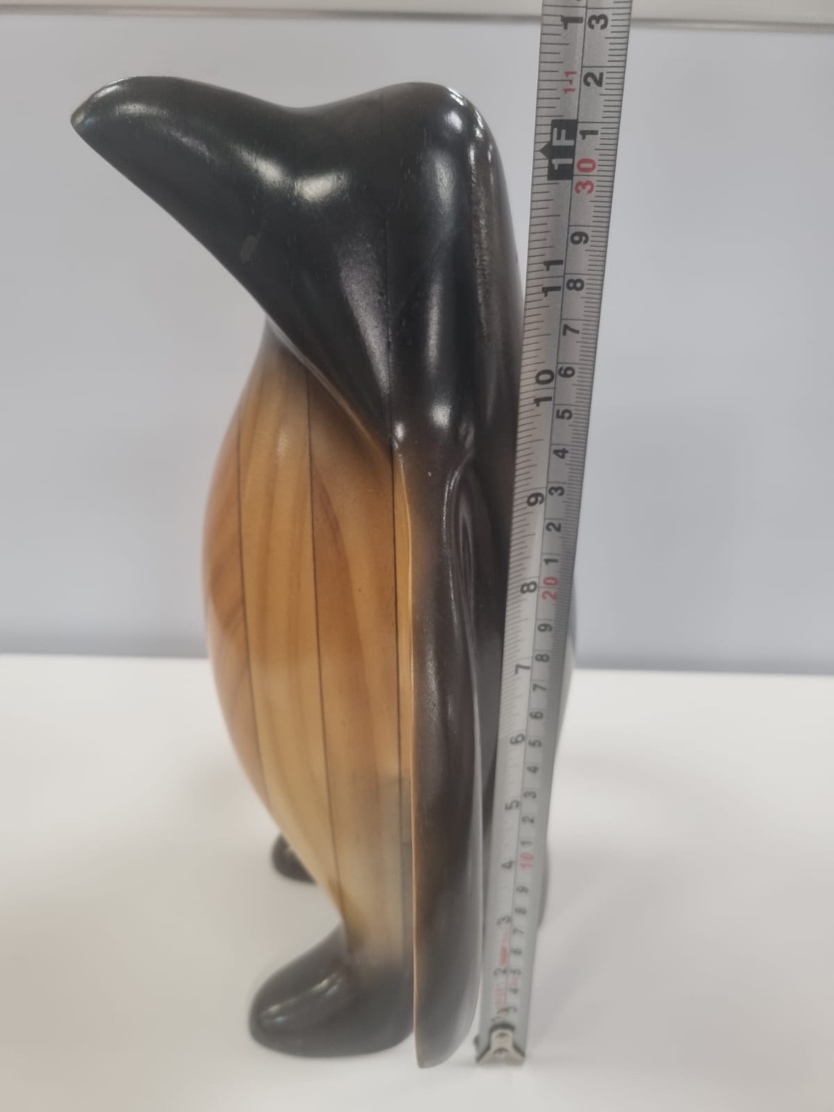 1970s Hand Carved Wooden Penguin Sculpture Vintage Bird Totem
