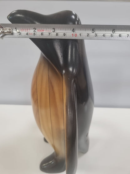 1970s Hand Carved Wooden Penguin Sculpture Vintage Bird Totem
