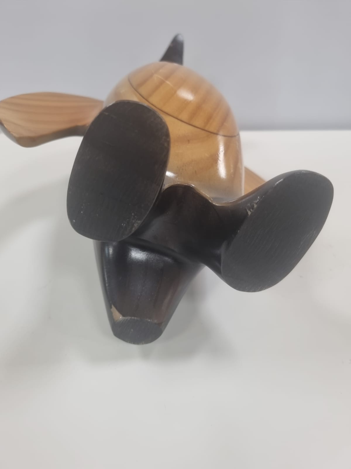 1970s Hand Carved Wooden Penguin Sculpture Vintage Bird Totem