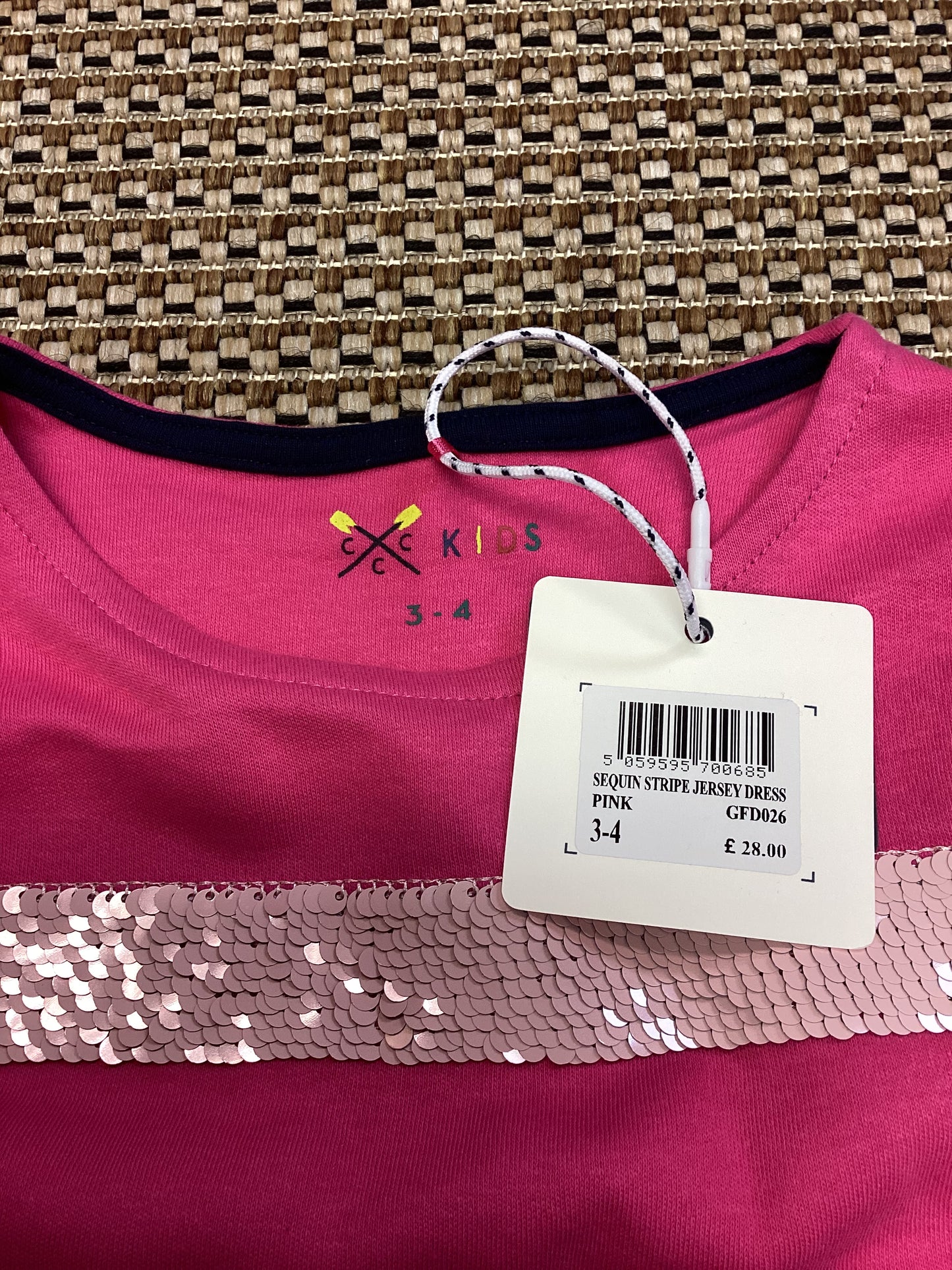 BNWT Crew Kids Pink Cotton Dress Age 3-4 Years