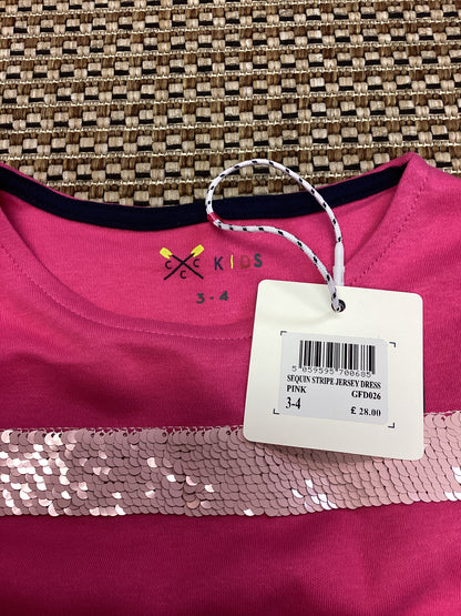 BNWT Crew Kids Pink Cotton Dress Age 3-4 Years
