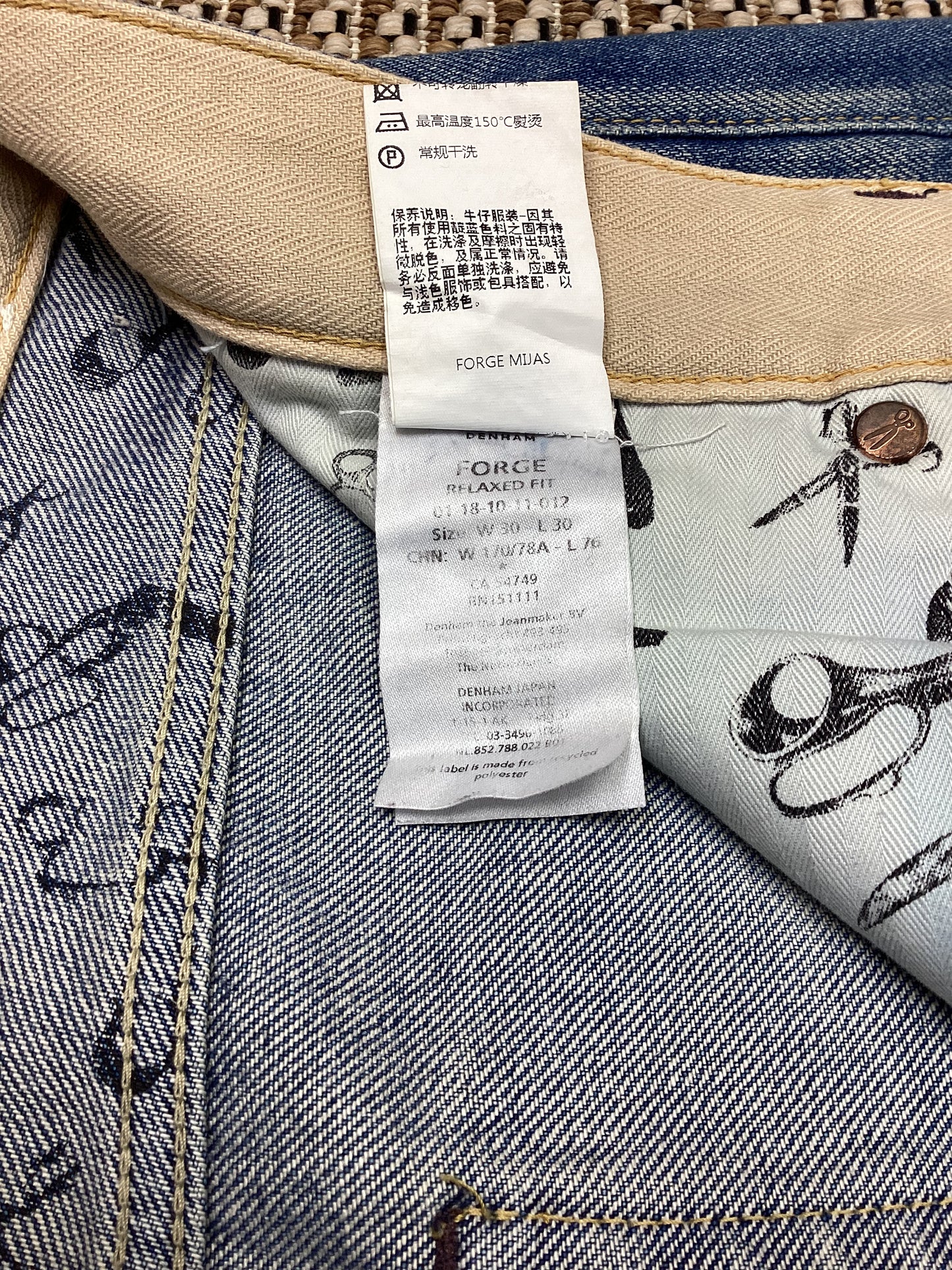 Denham Mid-Wash Blue 'Forge' Jeans Size M