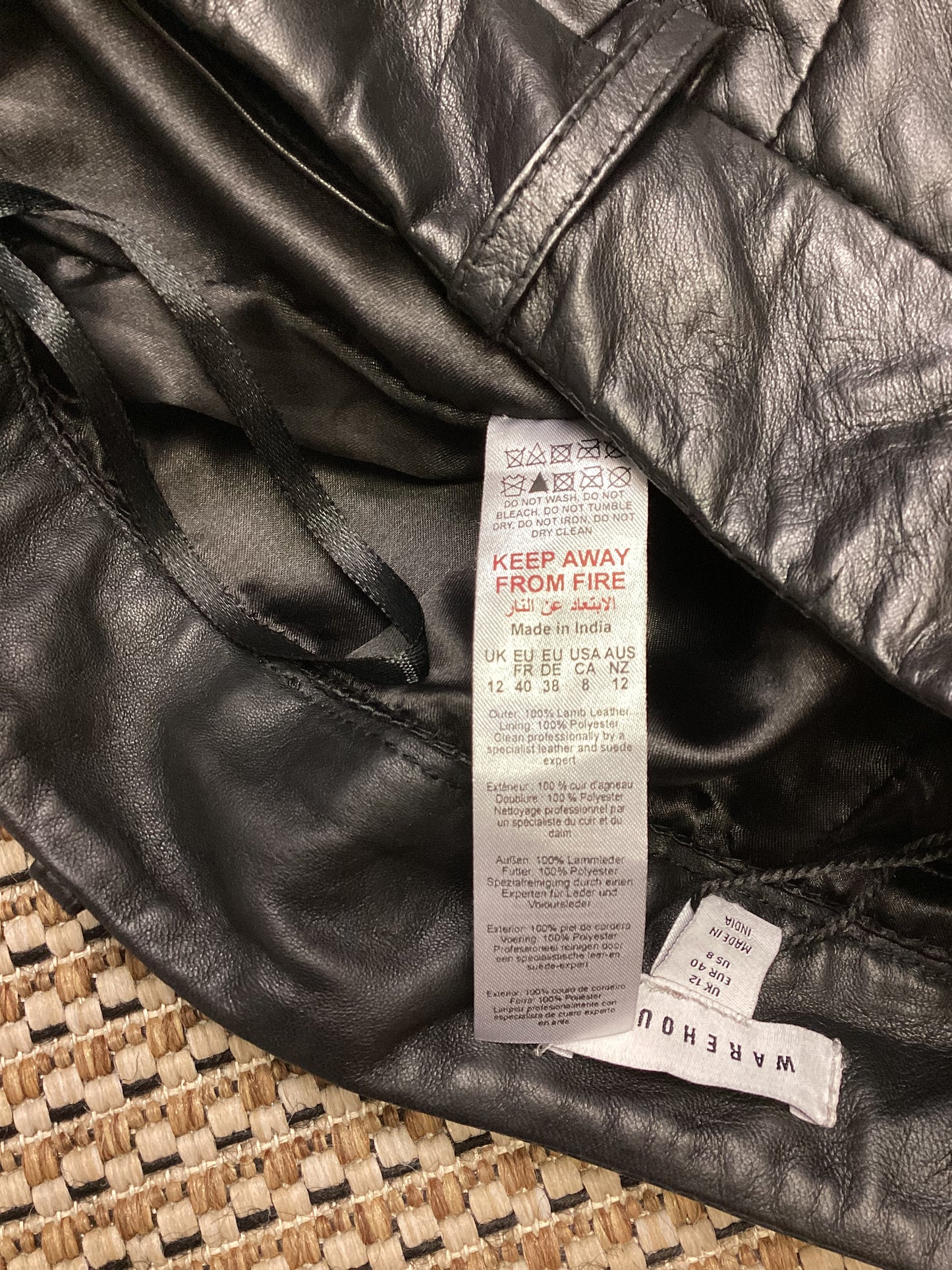 BNWT Warehouse Black Leather Shorts Size 12