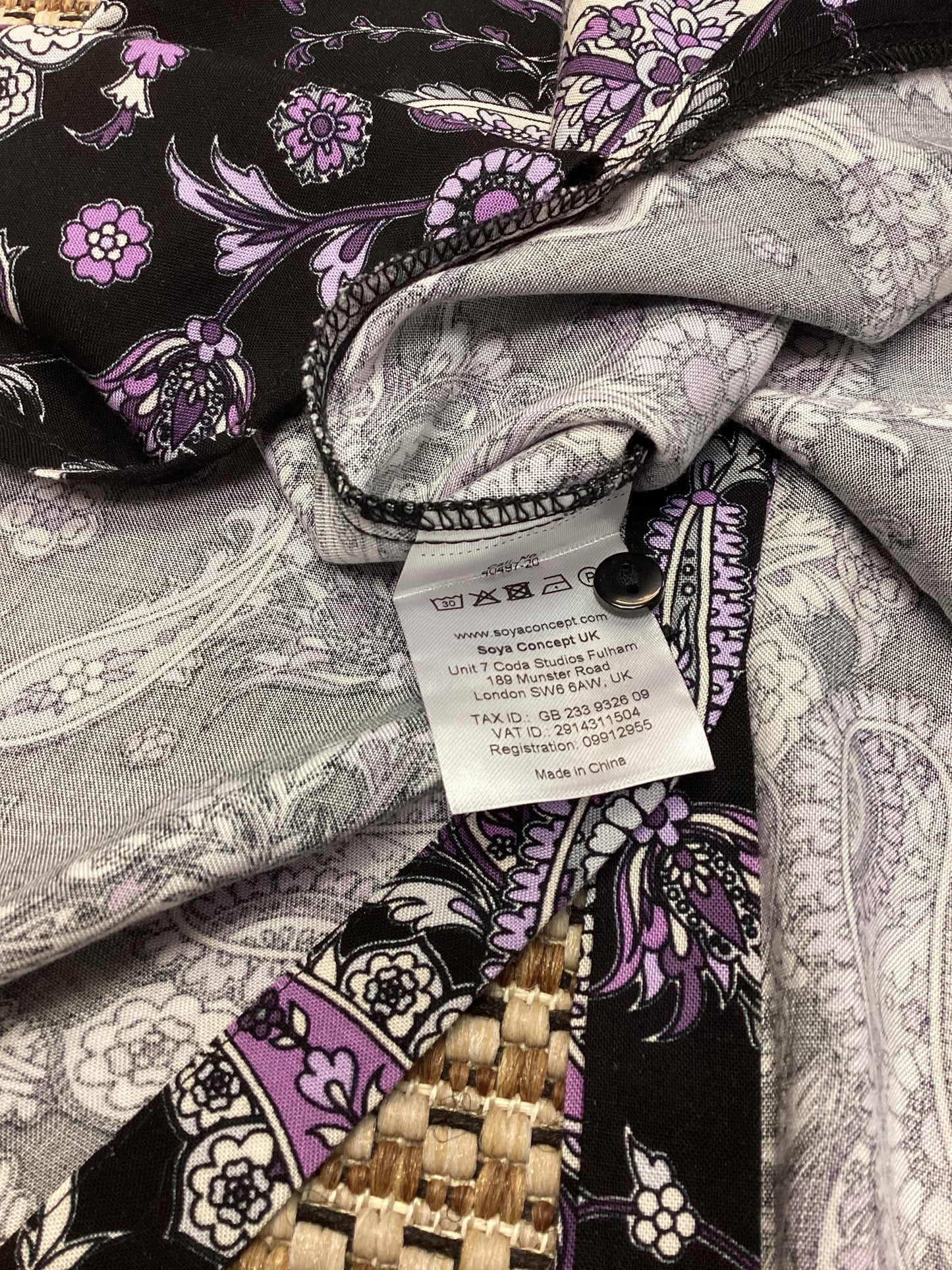 BNWT Soyaconcept Black & Purple Paisley Maxi Dress Size S