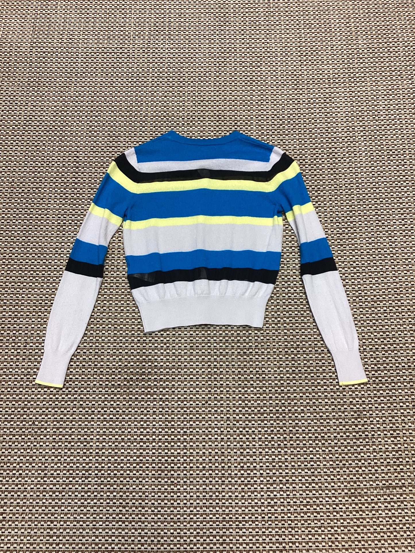 Paul Smith Blue & Grey Striped Merino Wool Cardigan Size S