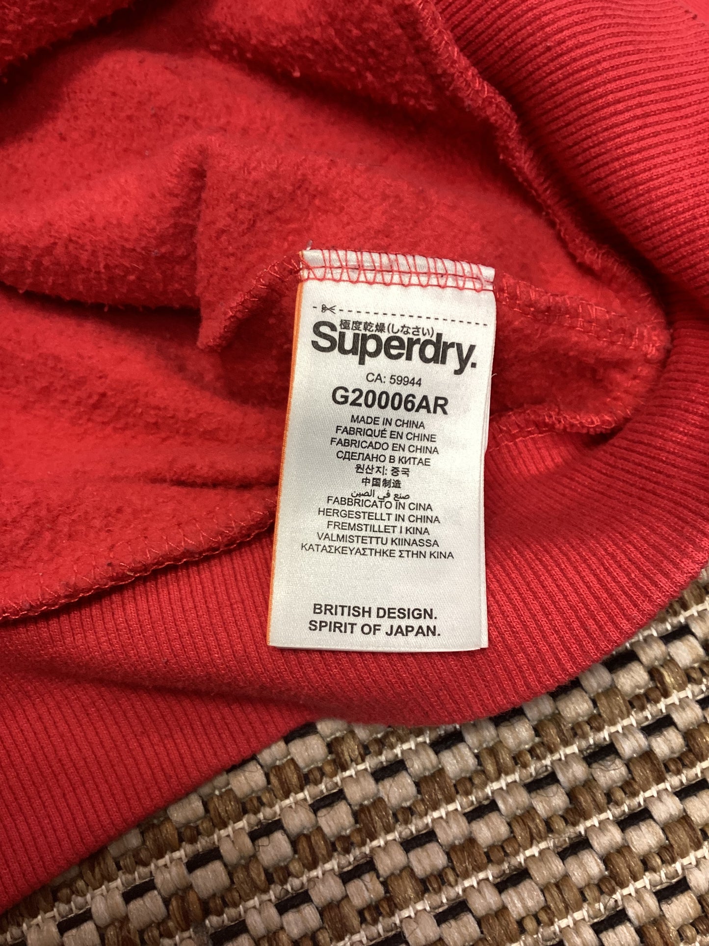 Superdry Red Zip-Up Hoodie Size 10