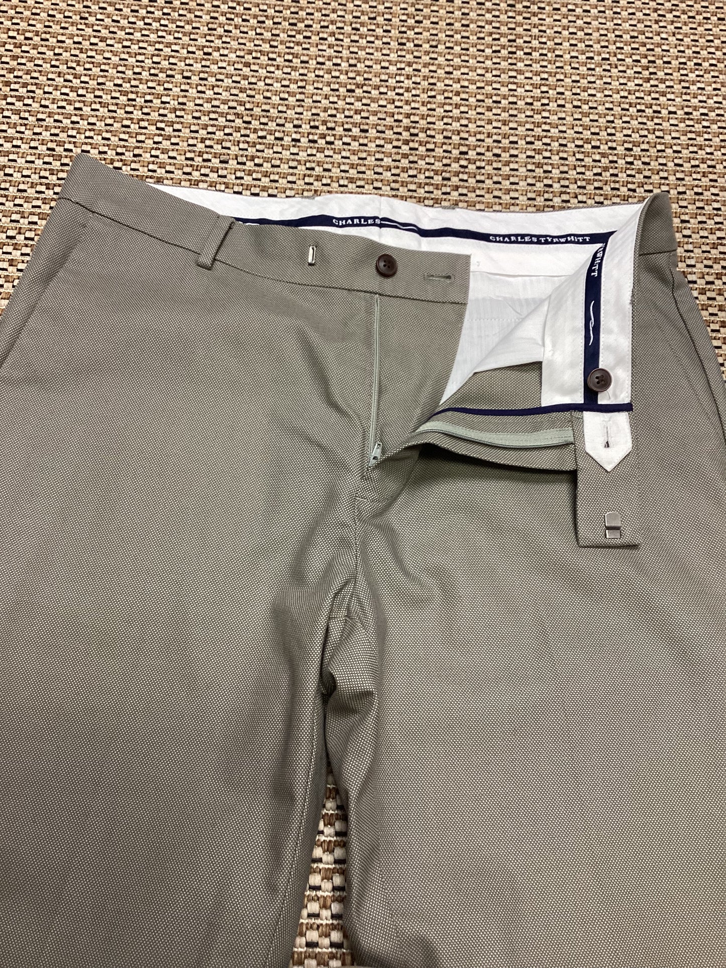 Charles Tyrwhitt Greige Cotton Trousers Size M