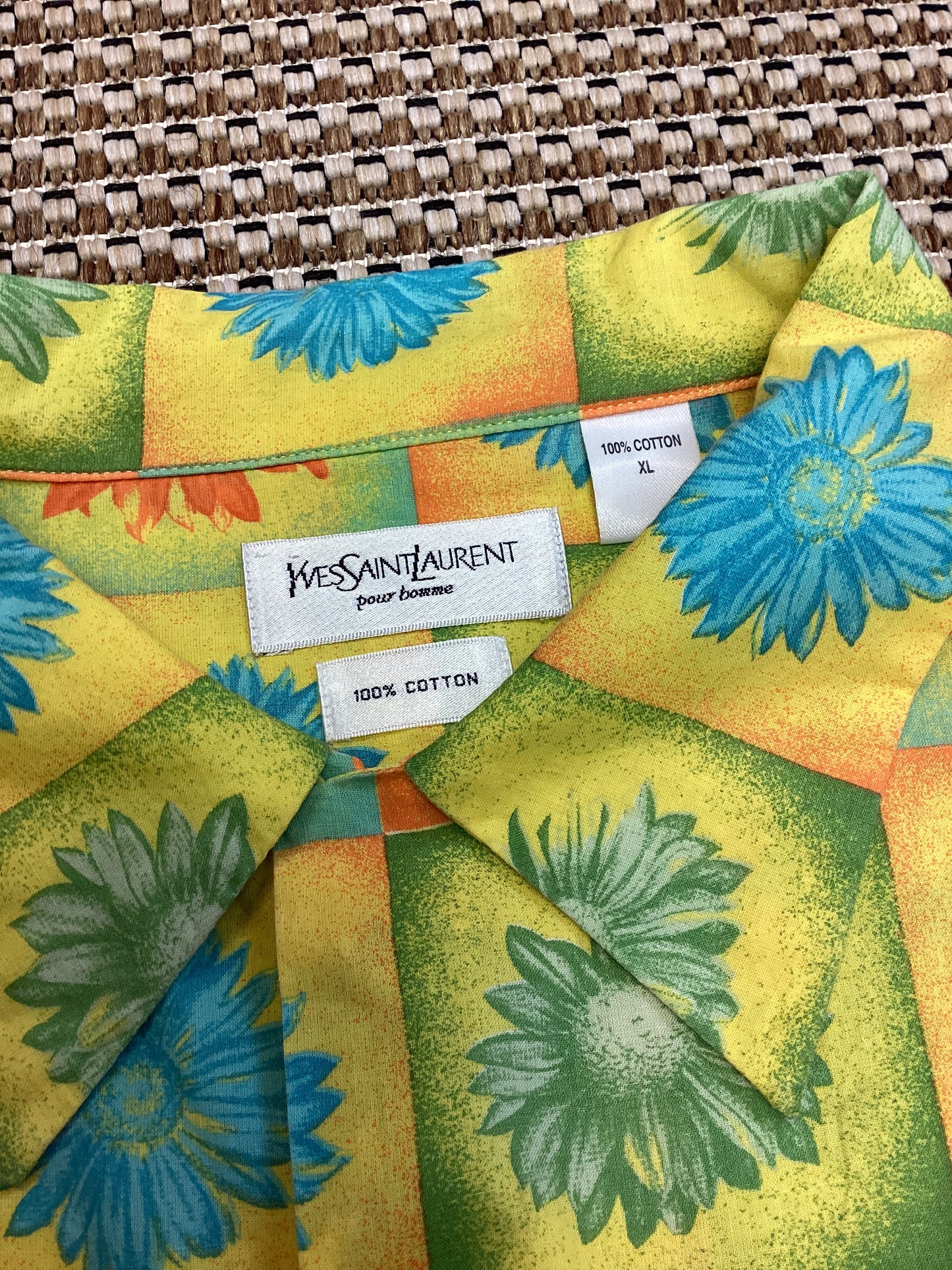 Vintage Yves Saint Laurent (YSL) Yellow Cotton Shirt Size XL