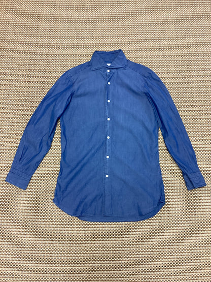 Franck Namani Blue Cotton Shirt Size S