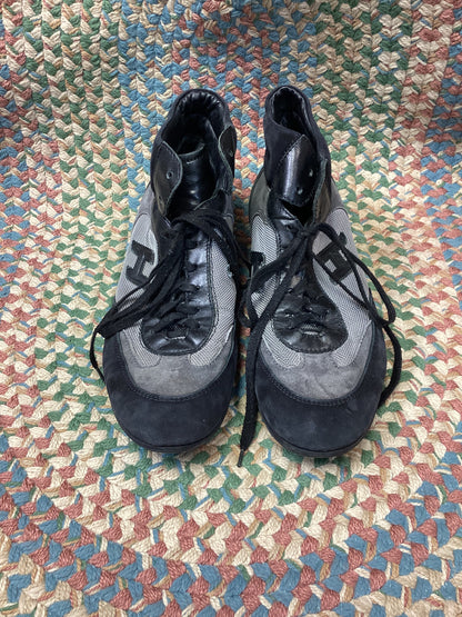 Hogan Olympia Black & Grey Suede High Top Trainers Size 8.5