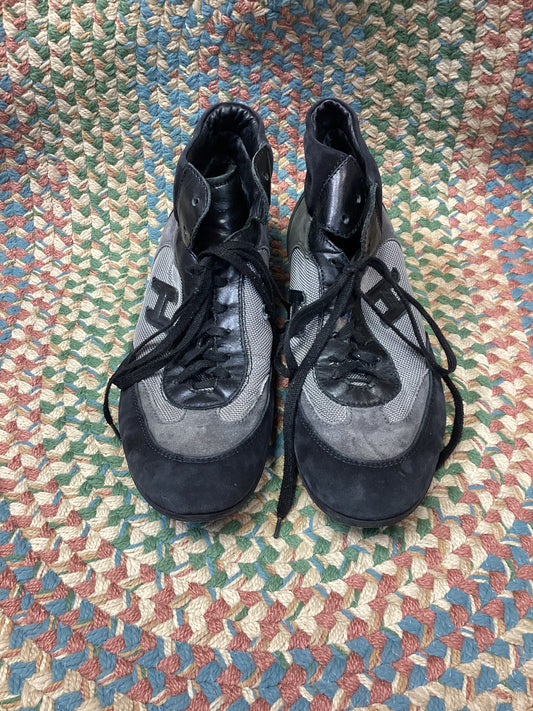 Hogan Olympia Black & Grey Suede High Top Trainers Size 8.5