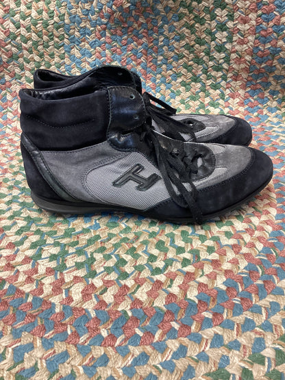 Hogan Olympia Black & Grey Suede High Top Trainers Size 8.5