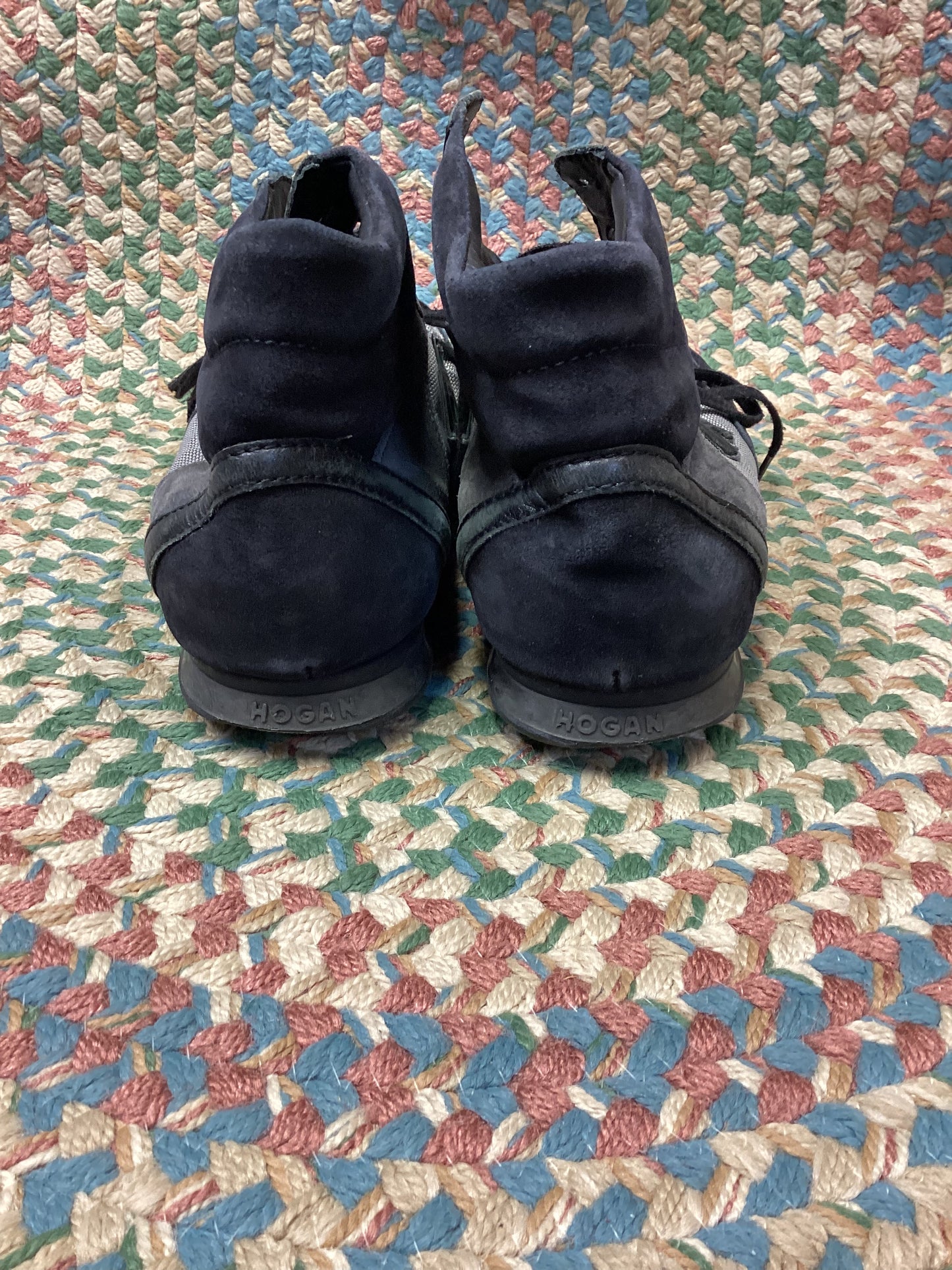 Hogan Olympia Black & Grey Suede High Top Trainers Size 8.5
