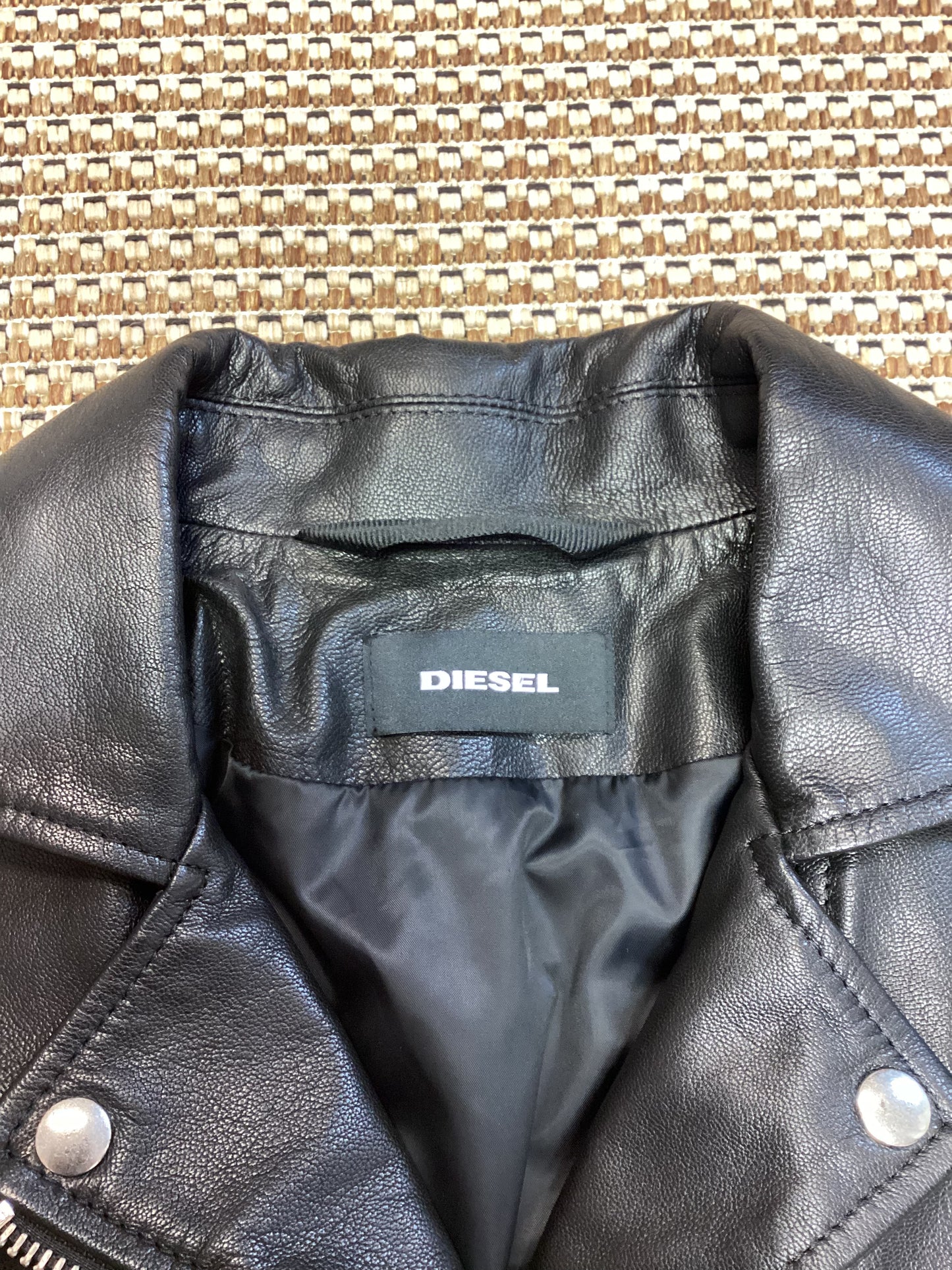 BNWT Diesel Black Leather Jacket Size XL