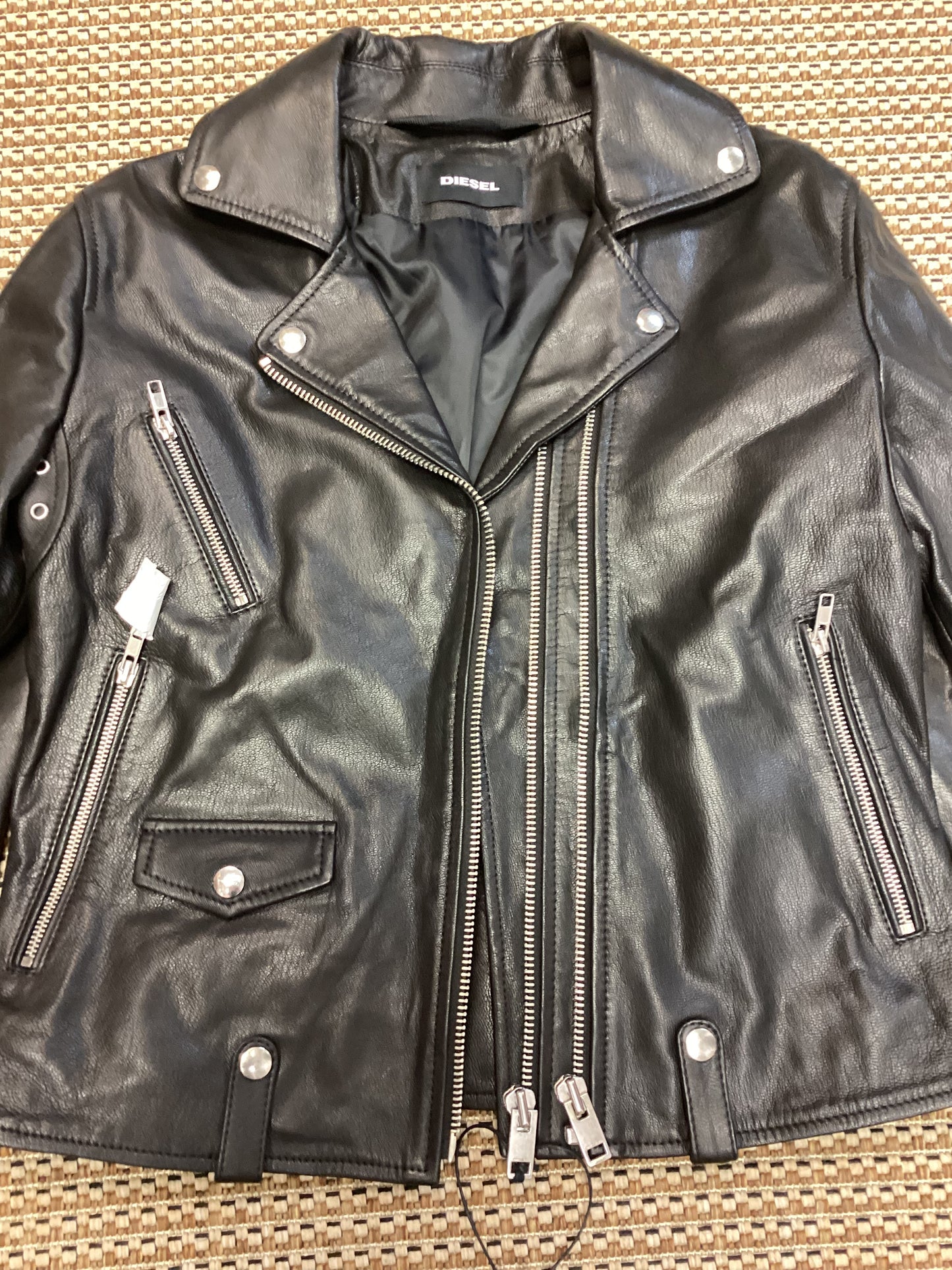BNWT Diesel Black Leather Jacket Size XL