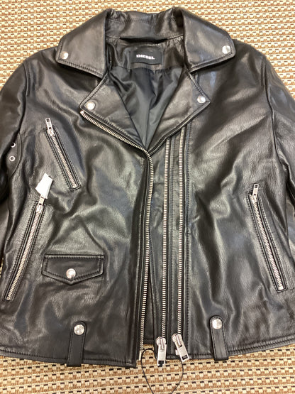 BNWT Diesel Black Leather Jacket Size XL