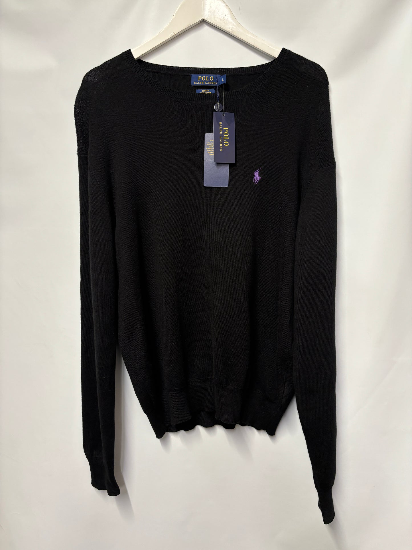 Polo Ralph Lauren Black Cotton Knitted Jumper Large