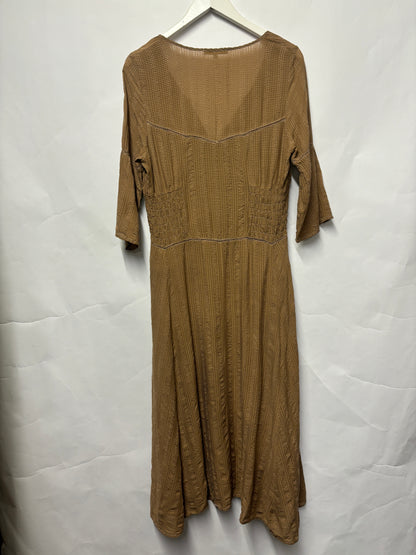 Maje Tan Woven Full Length Dress 10