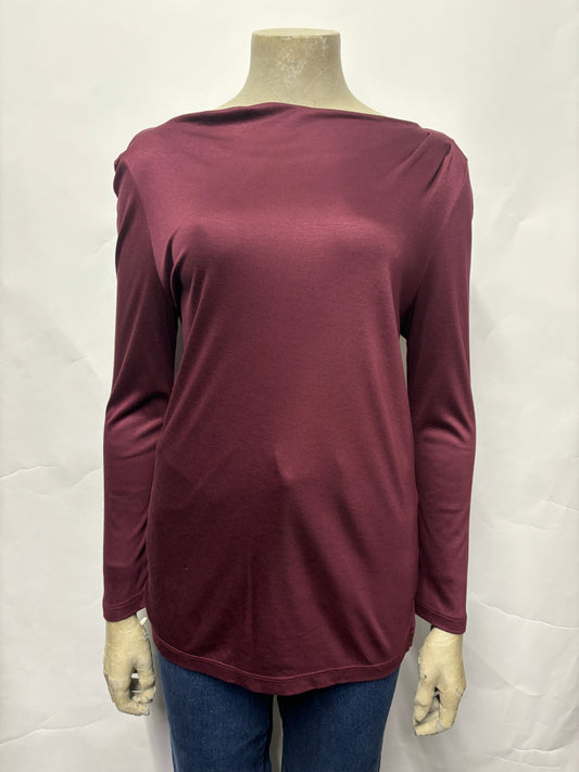 Reiss Burgundy Long Sleeve Blouse Medium