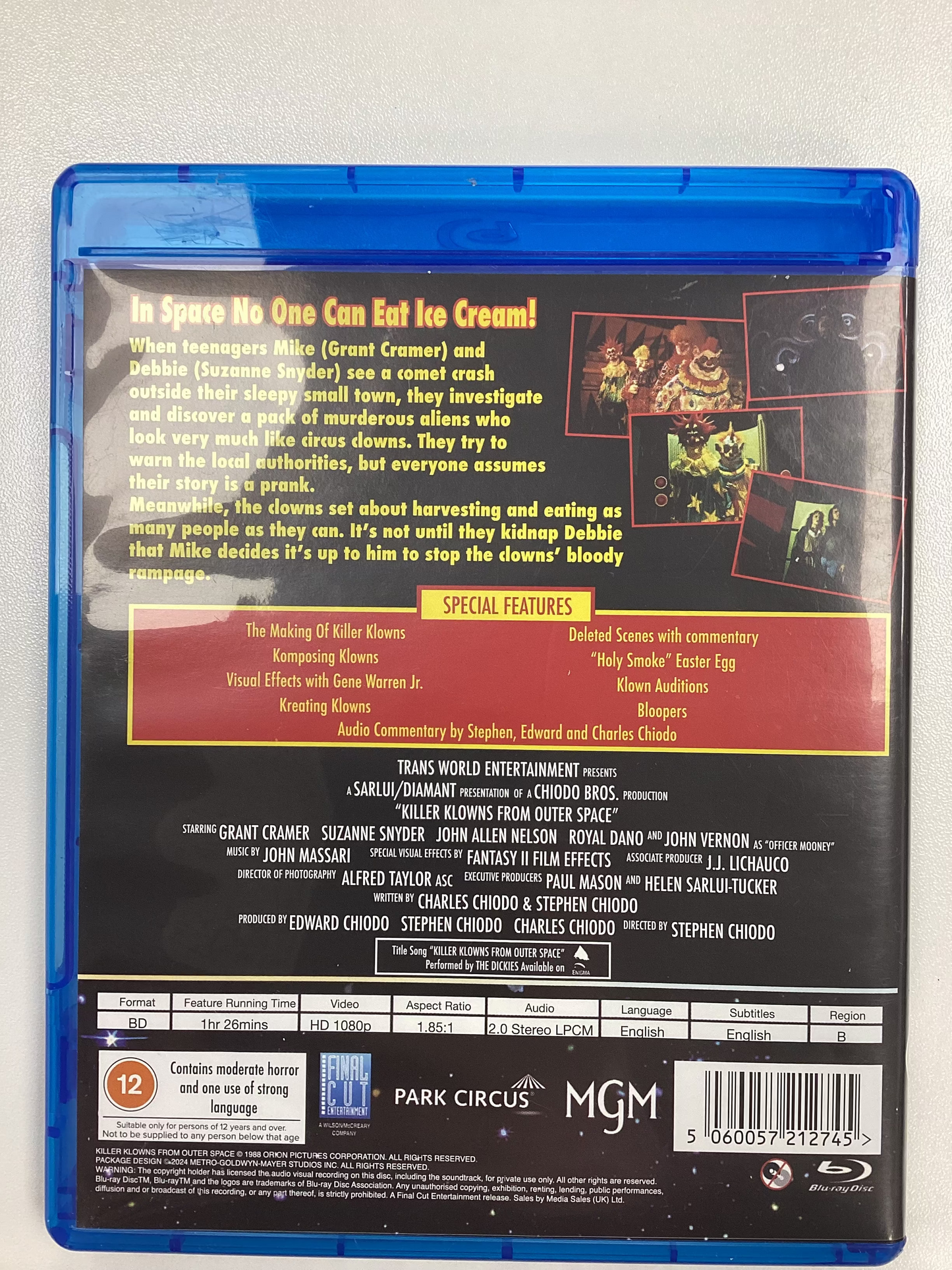 Killer Klowns From Outer Space Blu Ray