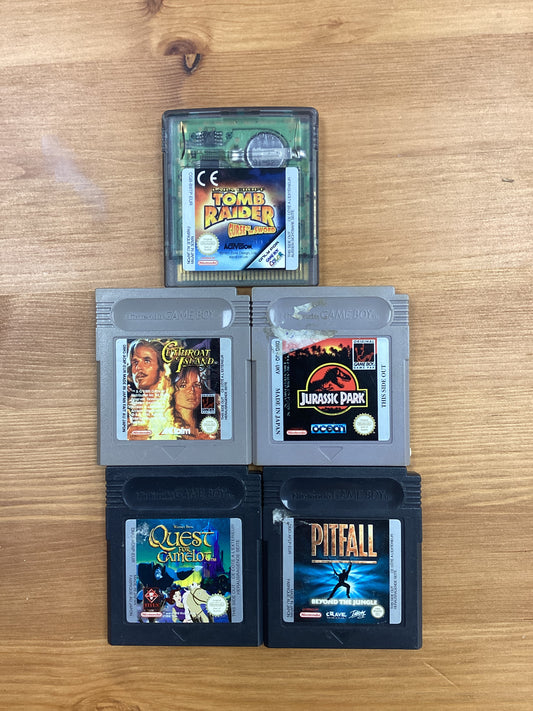 Bundle Of 5 Nintendo Gameboy Cartridges Jurassic Park Tomb Raider