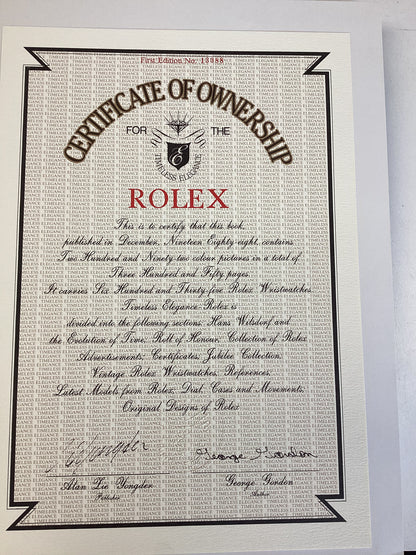 First Edition “Rolex Timeless Elegance” (Dec, 1988) - George Gordon with Certificate