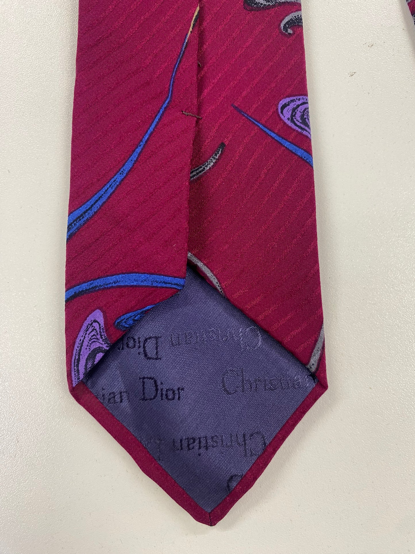 Christian Dior Monsieur Purple Patterned Silk Tie