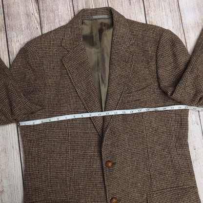 Stanley Blacker Brown Harris Tweed 2 Button Jacket Blazer Size 42L