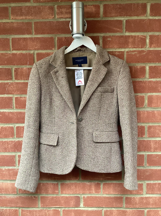 Burberry Ladies Light Brown Herringbone Jacket Size 8