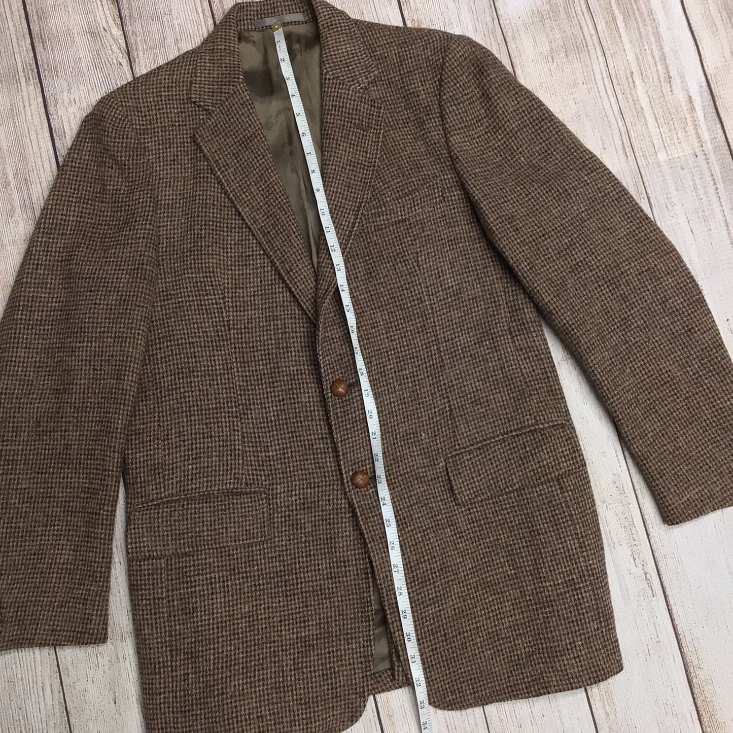 Stanley Blacker Brown Harris Tweed 2 Button Jacket Blazer Size 42L