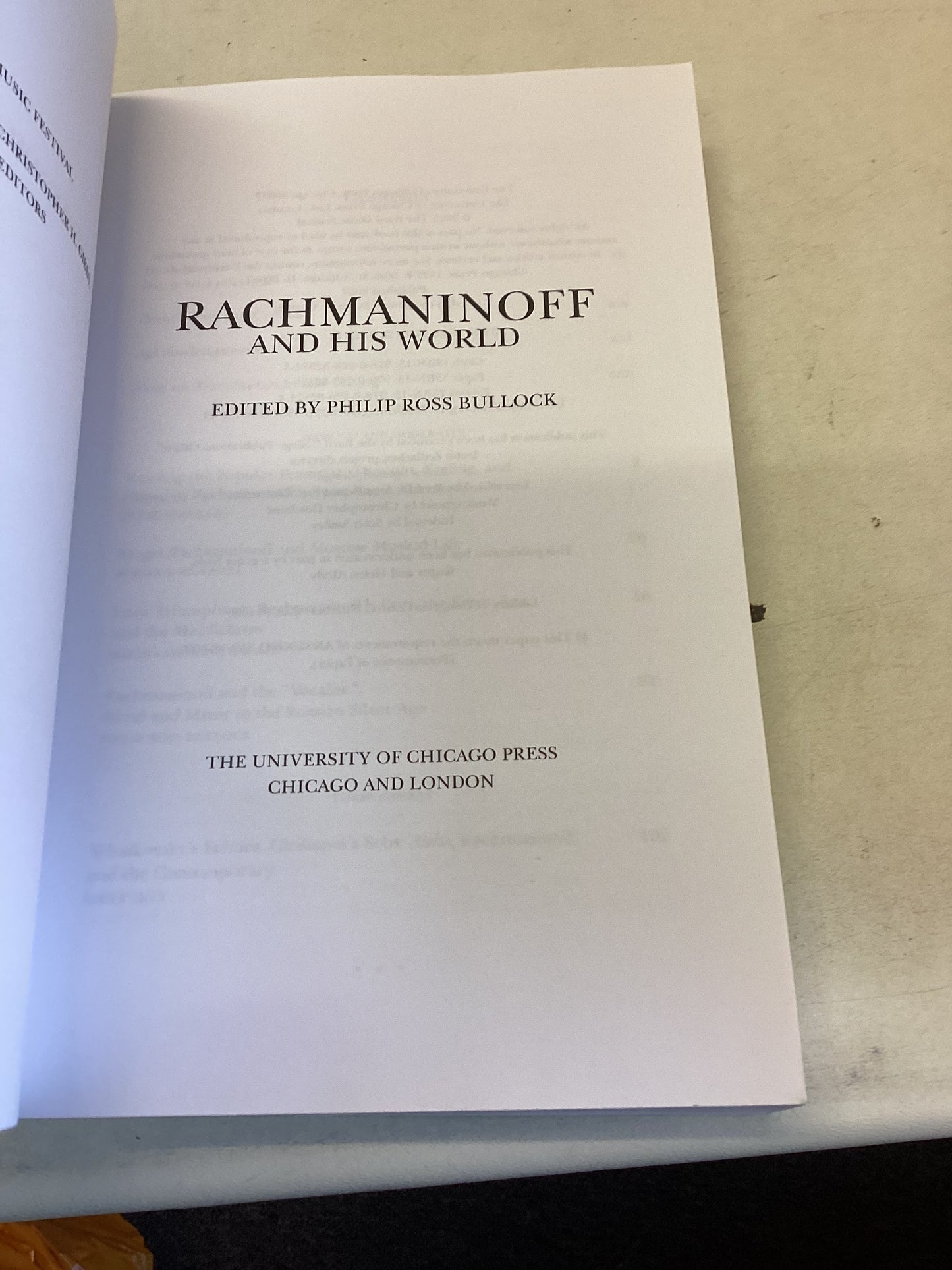 Rachmaninoff and His World Edited By Philip Ross Bullock
