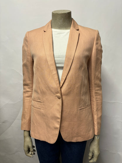 Zadig & Voltaire Coral Peach Linen and Cotton Blend Blazer 8