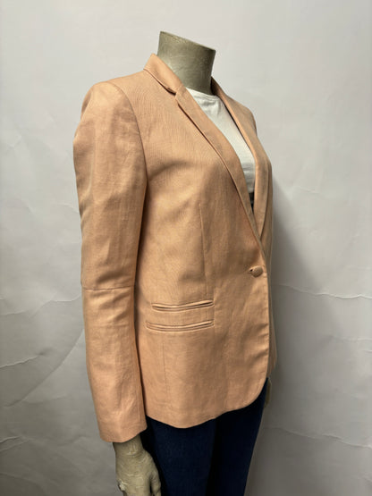 Zadig & Voltaire Coral Peach Linen and Cotton Blend Blazer 8