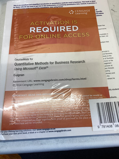 Quantitative Methods For Business Research Using Microsoft Excel Includes Access card To Online Tools