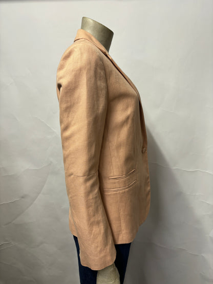 Zadig & Voltaire Coral Peach Linen and Cotton Blend Blazer 8